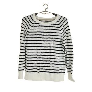 GAP Mens Stripe Crew Neck 100% Cotton Sweater Black White XL MSRP $54.99 NEW